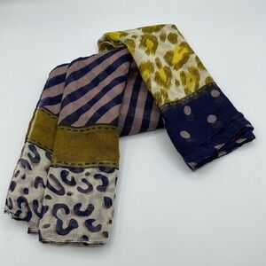 Long, Leopard Print Scarf with Gold Accents